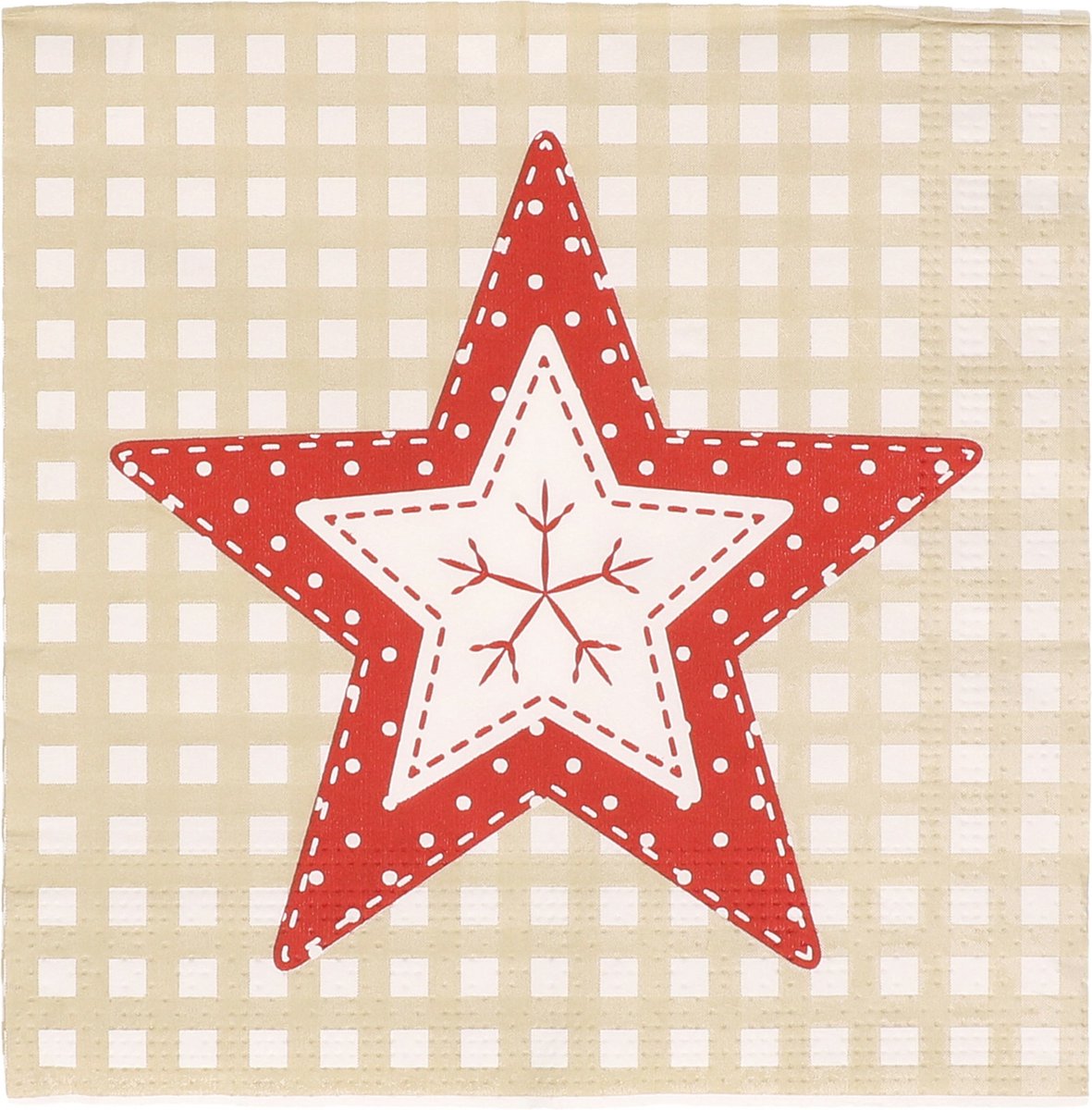 Gerimport Kerst servetten - 20x st - 33 x 33 cm - ster print - papier - kerstservetten