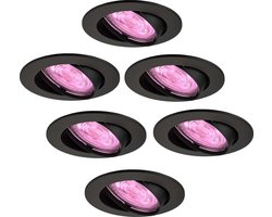 Ledvion - 6X SMART LED Inbouwspot Amsterdam - Zwart - Dimbaar