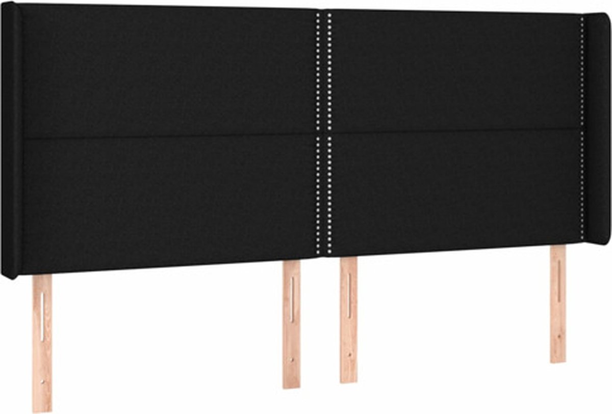 vidaXL - Hoofdbord - met - randen - 203x16x118/128 - cm - stof - zwart