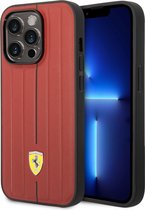 Ferrari iPhone 14 Pro Max leren hoesje met rood achterklep - Bescherm uw telefoon met stijl.