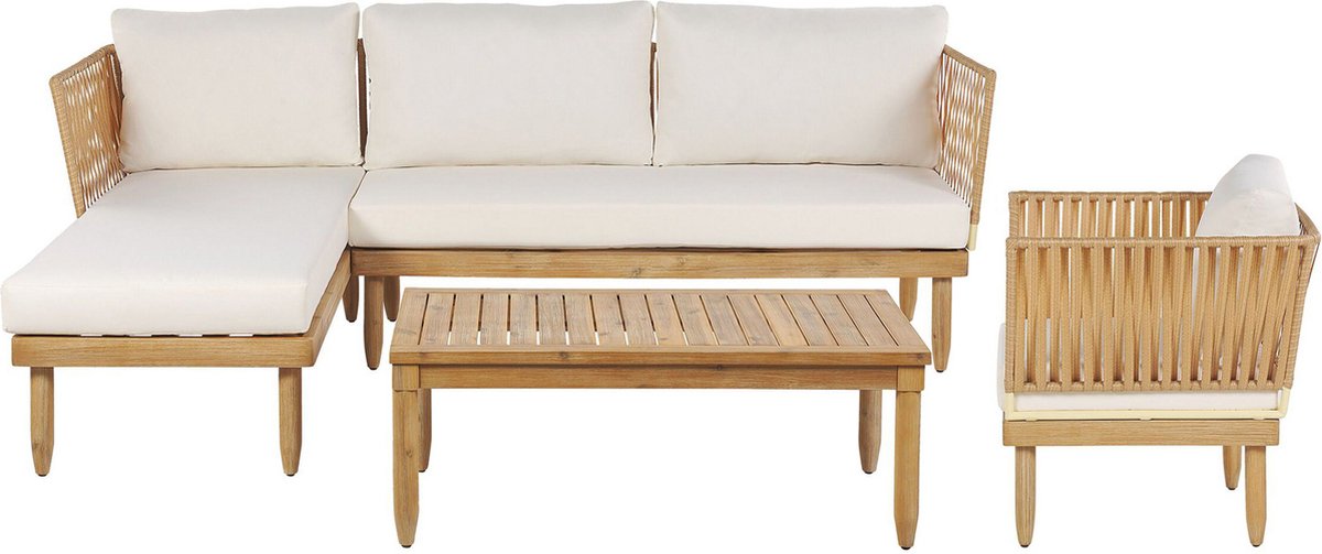 Beliani CREMONA - Loungeset voor 4 - Lichte houtkleur - Acaciahout