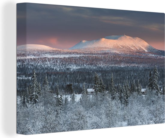 Winters berglandschap Canvas 80x60 cm - Foto print op Canvas schilderij (Wanddecoratie)