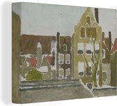 Canvas Schilderij Groep huizen - Schilderij van George Hendrik Breitner - 40x30 cm - Wanddecoratie