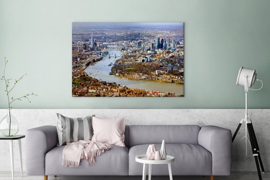 Vue aérienne de Londres en toile 120x80 cm - impression photo sur toile peinture Décoration murale salon / chambre à coucher) / Villes Peintures Toile