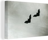 Canvas Schilderij Twee vleermuizen in vlucht - 90x60 cm - Wanddecoratie
