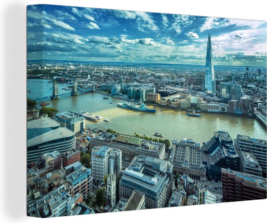 Skyline Londres par jour en toile 80x60 cm - impression photo sur toile peinture Décoration murale salon / chambre à coucher) / Villes Peintures Toile