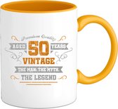 50 Jaar vintage legend - Abraham jubileum - verjaardag  cadeau - Kado tip - Mok - Geel