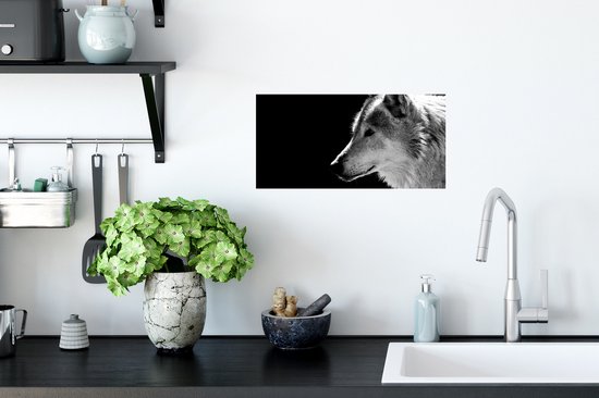 Stickers Stickers muraux - Animaux sauvages - Loup - Zwart - Wit - 40x20 cm - Feuille adhésive