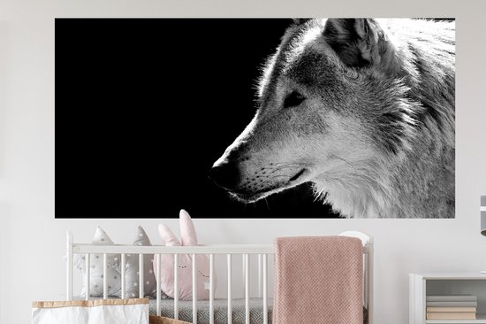 Stickers muraux - Animaux sauvages - Loup - Zwart - Wit - 160x80 cm - Feuille adhésive