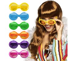 Boland - Partybril Jackie assorti Neon - Volwassenen - Unisex - Hippie - 60's & 70's - Hippie & Flower Power