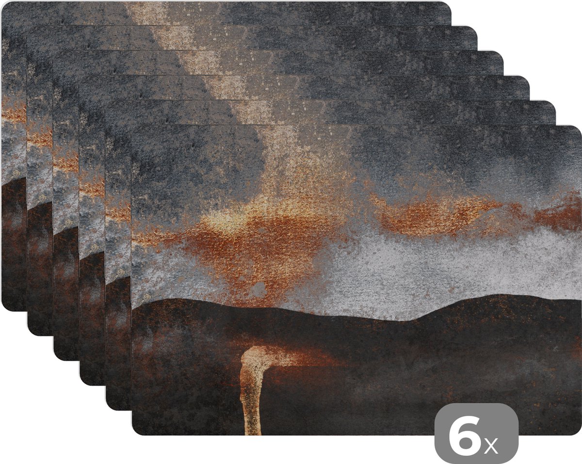 Placemat - Goud - Abstract - Chic - Tafel - Onderleggers placemat - Placemats - 45x30 cm - 6 stuks