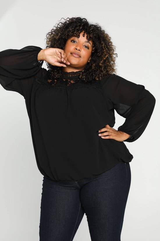 Blouse Open Front Effen Kleur Kraag main image 0