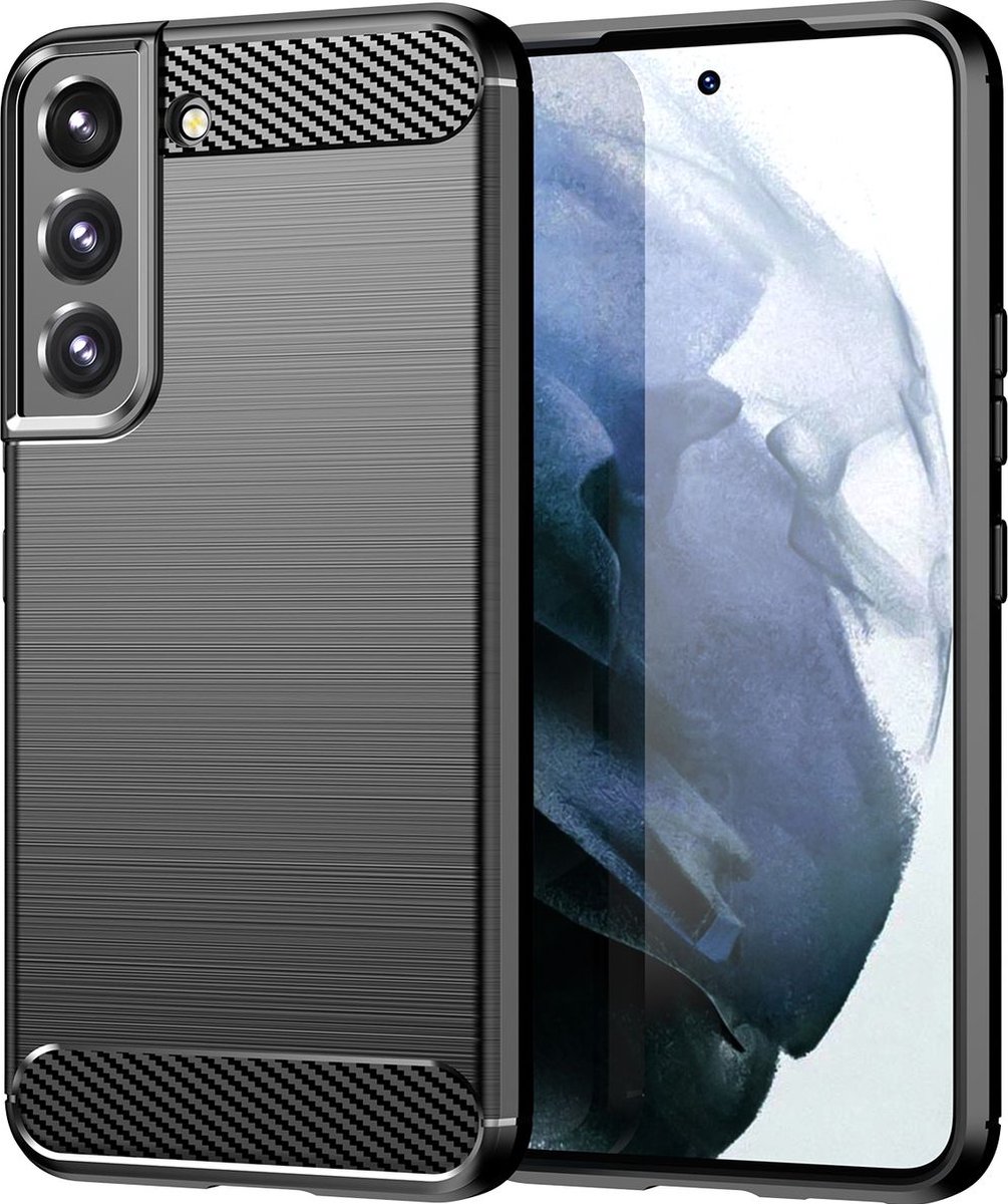 Mobigear Hoesje geschikt voor Samsung Galaxy S23 Telefoonhoesje Flexibel TPU | Mobigear Brushed Slim Backcover | Galaxy S23 Case | Back Cover - Zwart