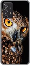 Geschikt voor Samsung Galaxy A53 5G hoesje - Uil - Zwart - Geel - Siliconen Telefoonhoesje