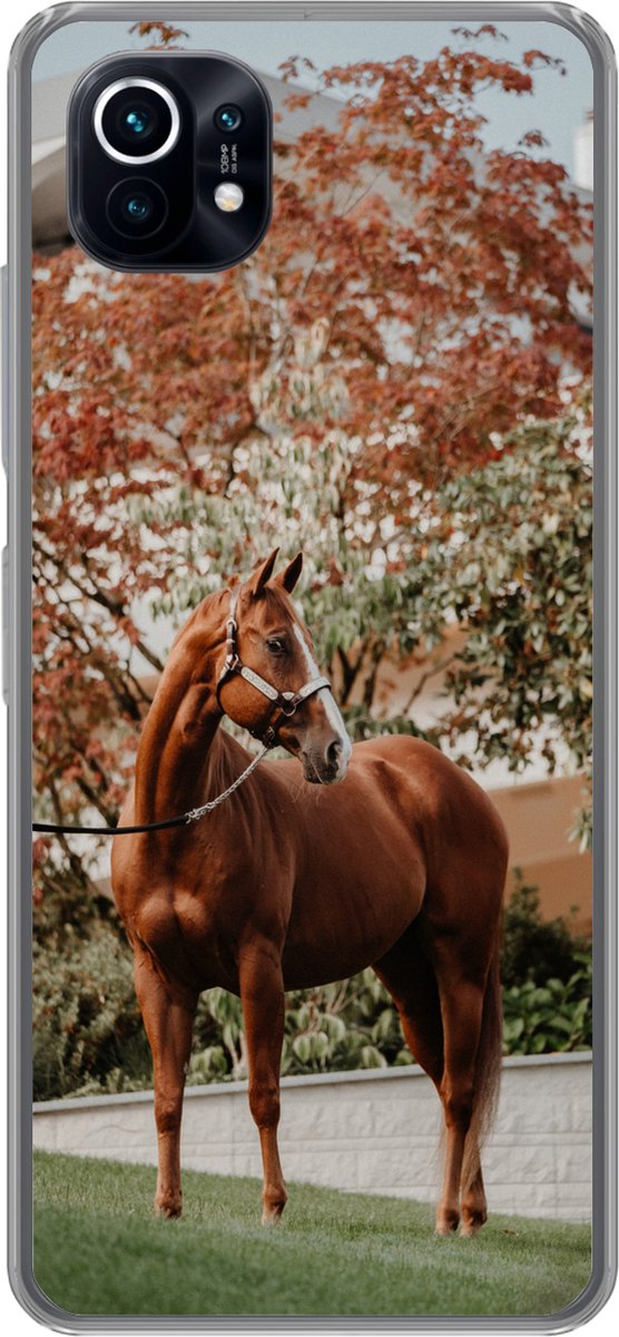 Telefoonhoesje Geschikt voor Xiaomi Mi 11 hoesje - Paard - Boom - Halster - Siliconen Telefoonhoesje Telefoonhoesje