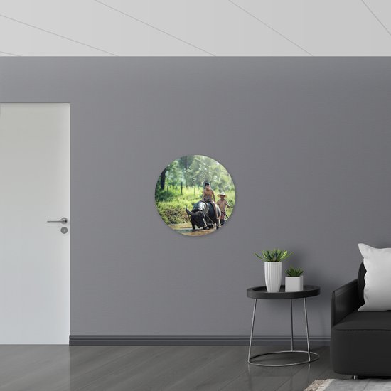 WallClassics - Cercle mural en aluminium Dibond - Buffle d'eau dans l' Water - Photo 70x70 cm sur cercle mural en aluminium (avec système d'accrochage)