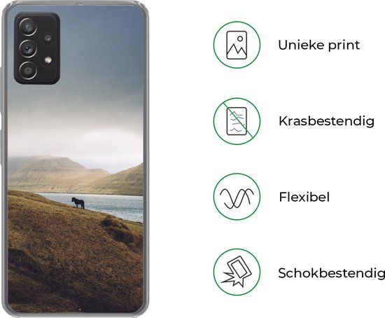 Telefoonhoesje Geschikt voor Samsung galaxy a73 hoesje - Paard - Berg - Landschap - Siliconen Telefoonhoesje