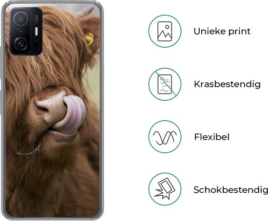 Telefoonhoesje Geschikt voor Xiaomi 11T Pro hoesje - Schotse Hooglander - Bruin - Dieren - Siliconen Telefoonhoesje Telefoonhoesje