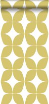 ESTAhome papier peint motif graphique jaune ocre et blanc - 139098