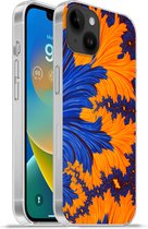 Geschikt voorApple Iphone 14 Plus - Soft case hoesje - Bladeren - Kunst - Psychedelisch - Siliconen Telefoonhoesje