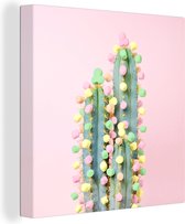 Tableau sur toile Cactus décoré de bonbons - 90x90 cm - Décoration murale