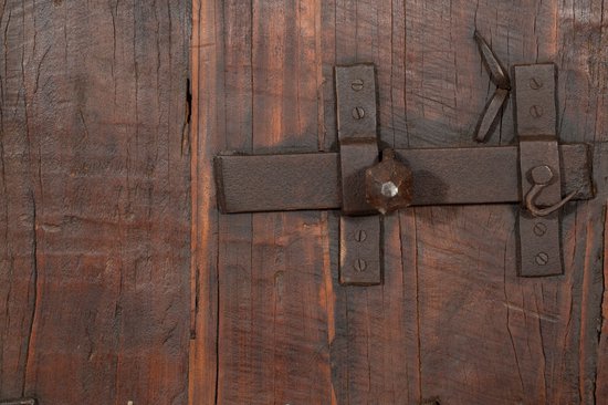 Porte-bûches Massif Biscottini - Bois Et Fer, Pour Intérieur/extérieur, Déco Ancienne