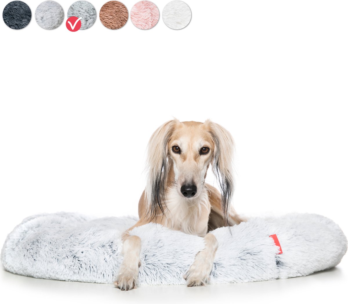Snoozle Donut Hondenmand - Zacht en Luxe Hondenkussen - Wasbaar - Fluffy - Hondenmanden - 100cm - XXL - Wolf Grey - Snoozle