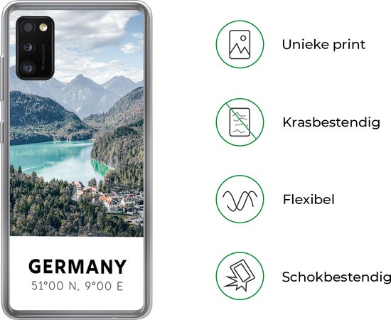 Telefoonhoesje Geschikt voor Samsung Galaxy A41 hoesje - Duitsland - Bergen - Meer - Siliconen Telefoonhoesje