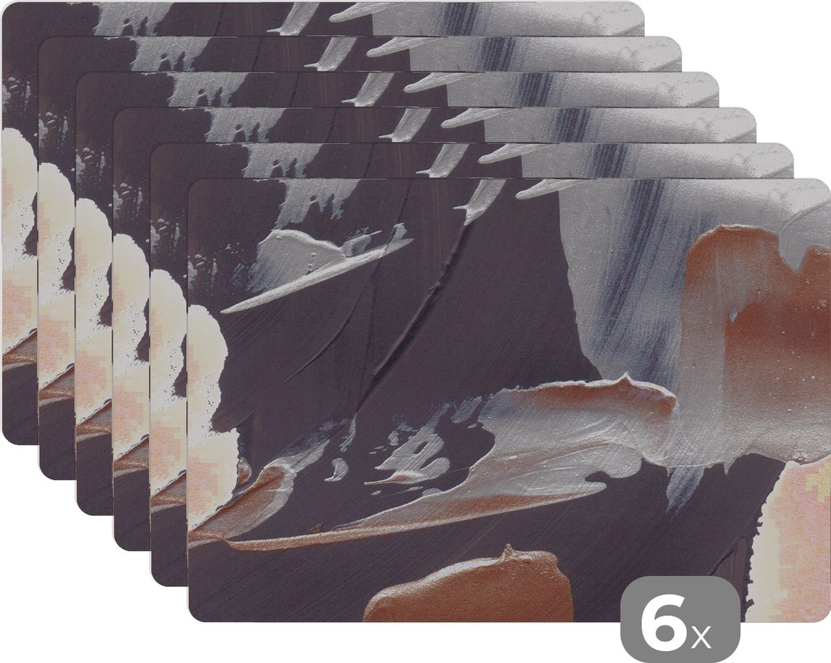 Placemat - Verf - Luxe - Design - Abstract - Goud - Tafel - Placemats - Onderleggers - 45x30 cm - 6 stuks