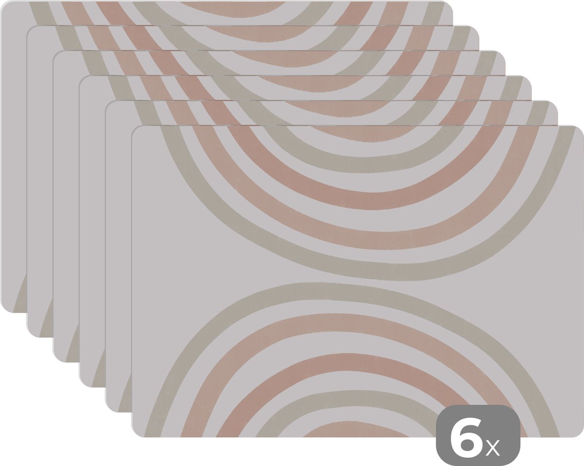 Placemat - Pastel - Design - Regenboog - Placemats - 45x30 cm - Onderzetter - 6 stuks