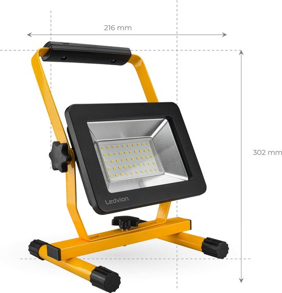 Ledvion - LED Bouwlamp - IP65 - 50W - 120lm/W - 6000L - Incl. 1 -5M Aansluit