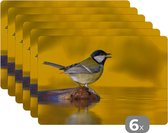 Set de table - Napperons de table en plastique - Mésange charbonnière - Vogel - Water - 45x30 cm - 6 pièces - Résistant à la chaleur - Antidérapant - Coussinet - Amovible