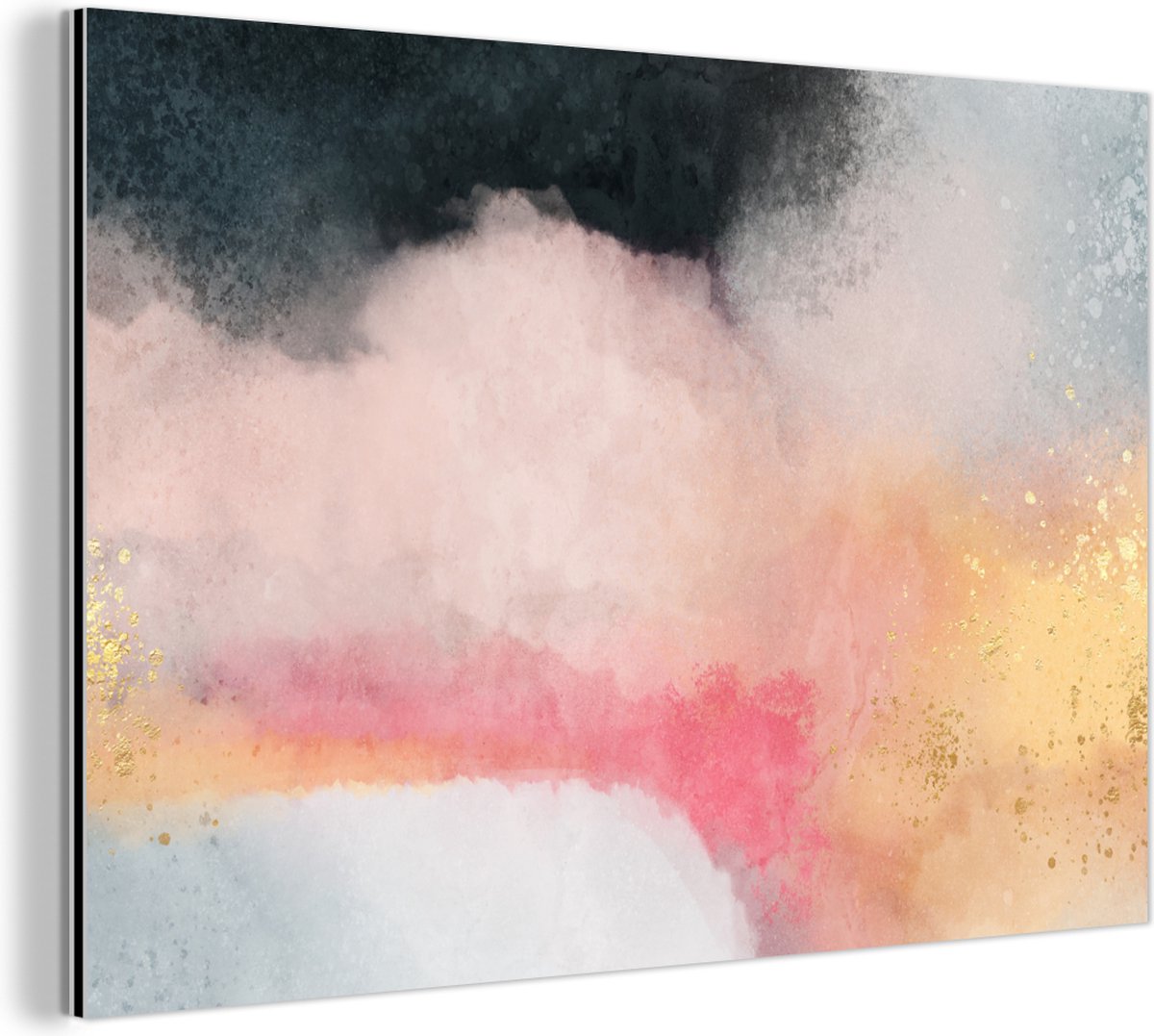Wanddecoratie Metaal - Aluminium Schilderij Industrieel - Verf - Abstract - Design - 60x40 cm - Dibond - Foto op aluminium - Industriële muurdecoratie - Voor de woonkamer/slaapkamer