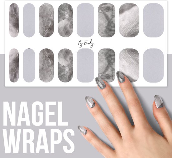 By Emily - Nagel wrap - White Marble | 16 stickers | Nail wrap | Nail art | Trendy | Design | Nagellakvrij | Eenvoudig | Nagel wrap | Nagel stickers | Folie | Zelfklevend | Sjablonen