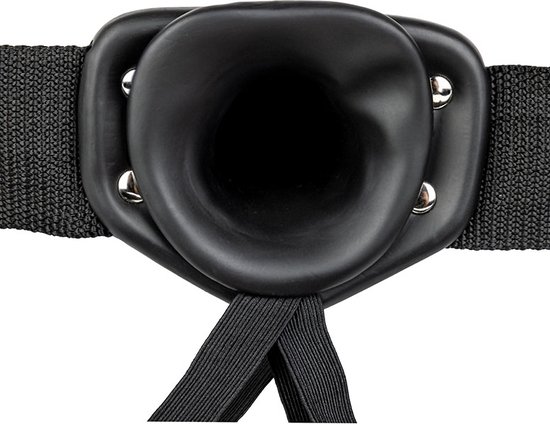 Shots - RealRock REA140BLK - Gode Ceinture Creux Vibrant No Balles - 10'' / 24,5 cm - Noir