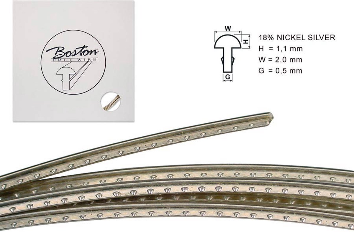 Boston FW-1120058 Fretdraad - 5 m, 18% Nikkelzilver, Hoogte 1,1 mm
