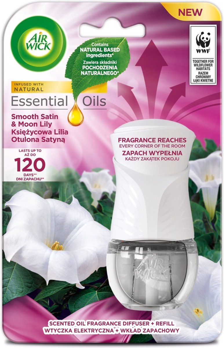 Etherische oliën elektrische luchtverfrisser en navulling Lunar Lily Wrapped in Satin 19ml