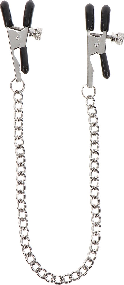 Taboom - Adjustable Clamps with Chain - Bondage / SM Nipple clamps Zilver