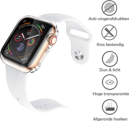 Siliconen Hoesje Geschikt voor Apple Watch Series 8 41mm Hoes Case - Hoes Geschikt voor Apple Watch Series 8 41mm Case - Transparant - 2 Stuks