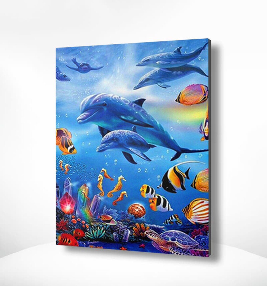 Painting Expert® Schilderen op nummer Volwassenen - Schilderen op nummer Kinderen - Dolfijnen en Vissen - 40x50cm - Exclusief Lijst (24 kleurtjes)