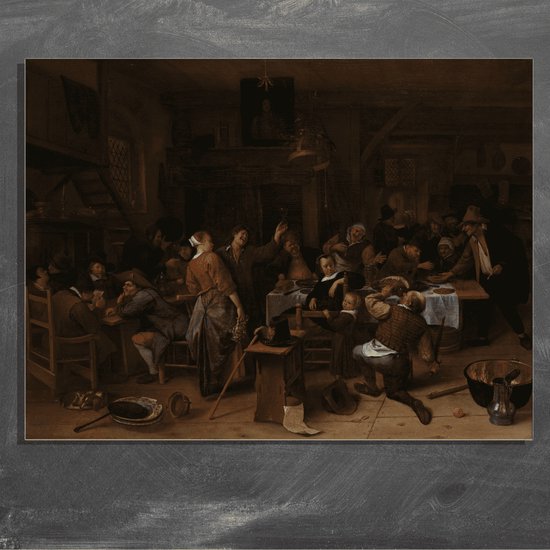 Wanddecoratie / Schilderij / Poster / Doek / Schilderstuk / Muurdecoratie / Fotokunst / Tafereel Prinsjesdag - Jan Havicksz. Steen gedrukt op Textielposter