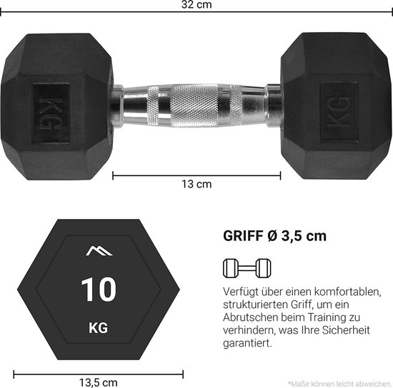 Hexagon halters, premium set van 2 (paar), 5-30 kg, antislip ommanteld, ergonomische verchroomde handgrepen, dumbbellset 22,5 kg - paar (2 stuks