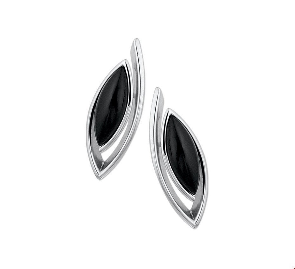 Huiscollectie Oorknoppen Onyx Zilver Gerhodineerd Glanzend 30 mm x 11 mm
