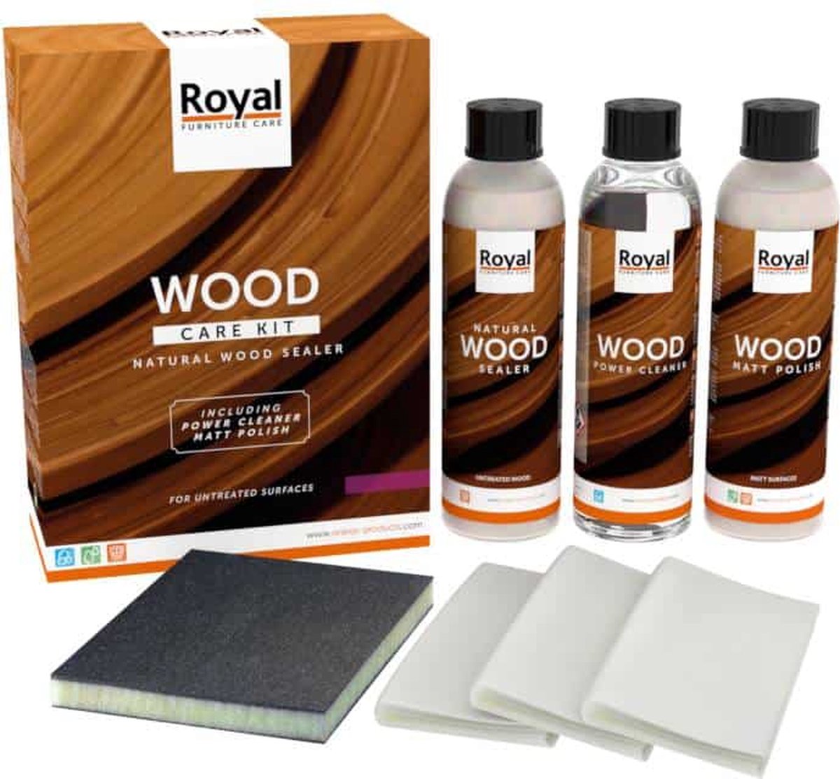 Natural Wood Sealer - Wood Care Kit | Natuurlijke hout beschermer en onderhoud set - royal furniture care