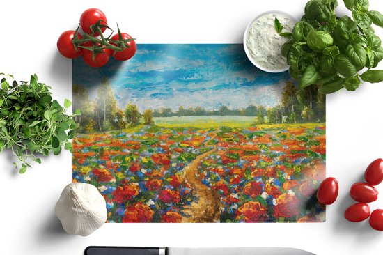 Planche à découper en Verres - 39x28 - Peinture - Peinture à l'huile - Fleurs - Nature - Planches à découper en Glas