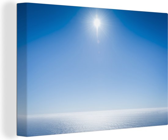 Een strakblauwe lucht boven de oceaan Canvas - Foto print op Canvas schilderij (Wanddecoratie)