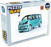 Puzzel Illustratie van een auto wrak met een zwaar beschadigde voorkant - Legpuzzel - Puzzel 1000 stukjes volwassenen