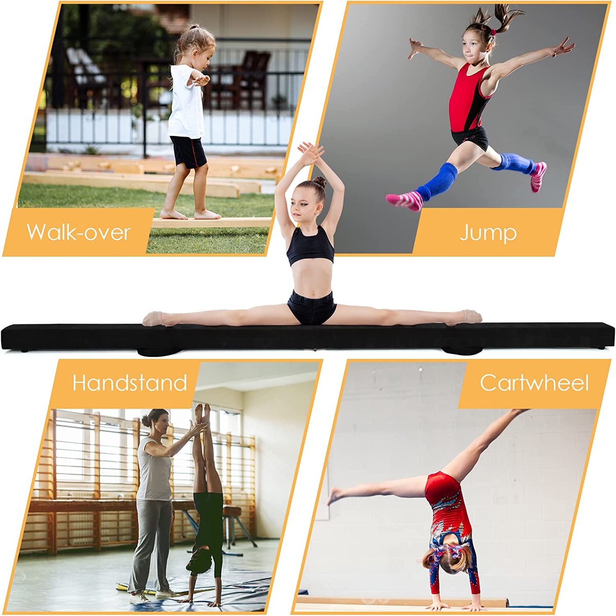 Barre de gymnastique pliable + Vidéos d'exercices - Barre compacte idéale  pour faire de la gymnastique à la maison | Poutre d'équilibre pliable