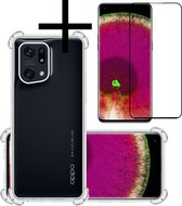 Hoes Geschikt voor OPPO Find X5 Pro Hoesje Siliconen Cover Shock Proof Back Case Shockproof Hoes Met Screenprotector - Transparant