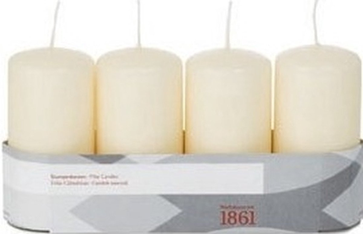 Trend Candles 4x Cremewitte cilinderkaars/stompkaars 5 x 10 cm 18 branduren - Geurloze kaarsen - Woondecoraties